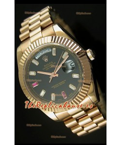Rolex Day Date II, Reloj Réplica Suiza 41MM - Dial Negro - réplica en escala 1:1