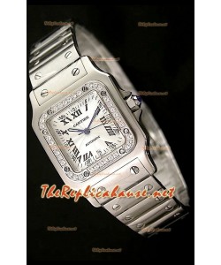 Cartier Santos Reproducción Reloj Suizo para Señoras 29MM con Diamantes en Bisel