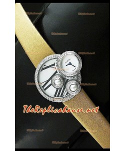 Perles de Cartier Reloj Suizo para Señoras en Acero Inoxidable Correa en Oro