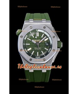 Audemars Piguet Royal Oak Reloj Réplica Suizo de Buzo Dial Verde Oscuro de Acero 904L 1:1 Movimiento Calidad 3120 