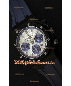 Audemars Piguet Royal Oak Reloj Réplica Suizo Cronógrafo Dial Plateado Subdiales color Azul