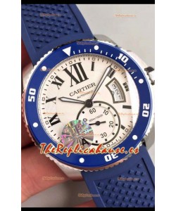 Caliber De Cartier Watch 42MM Dial Blanco Caja de Acero - Reloj Réplica a Espejo 1:1