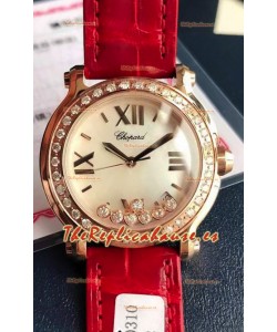 Chopard Happy Oro Rosado Reloj Cuarzo Suizo Replica a Espejo 1:1 - Diamantes Genuinos