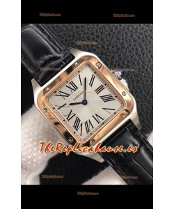 Cartier Santos Dumont Reloj Réplica a espejo 1:1 Caja en Acero Bisel en Oro Rosado 42MM