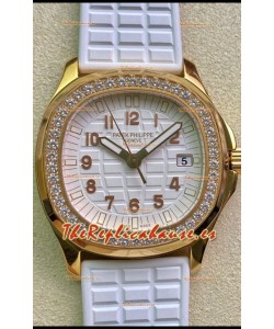 Patek Philippe Aquanaut LUCE 5072R-001 Reloj Réplica de Cuarzo Suizo en Oro Amarillo Dial Blanco - 35MM