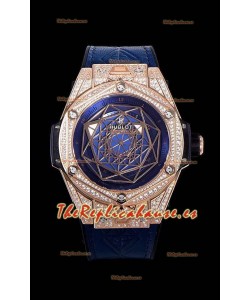 Hublot Big Bang One Click Sang Bleu Reloj Réplica a espejo 1:1 en Caja de Oro Rosado - 45MM - Dial Azul