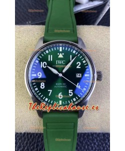 IWC Pilot MARK Series IW328205 Reloj Réplica Suizo Espejo 1:1 Dial Verde con Correa de Goma