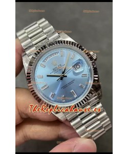 Rolex Day Date Presidential Acero Inoxidable Dial Azul ICE Reloj 40MM - Calidad a Espejo 1:1