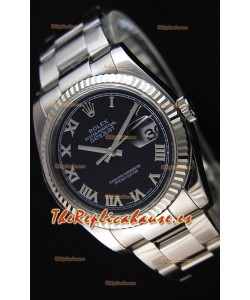 Rolex Datejust 36MM Cal.3135 Movement Reloj Réplica Suizo Dial Negro Oyster Strap - Ultimate 904L Steel Watch 