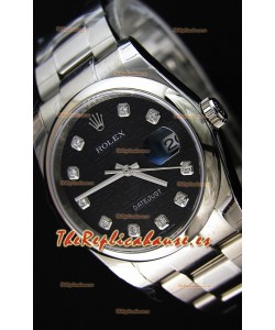 Rolex Datejust 36MM Cal.3135 Movement Reloj Réplica Suizo con Dial Impreso color Negro