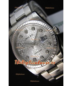 Rolex Datejust 36MM Cal.3135 Movement Reloj Réplica Suizo en Acero color Blanco, Dial en Acero