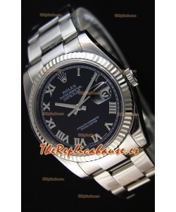 Rolex Datejust Reloj Réplica Japonés - Dial Negro en 36MM con correa Oyster