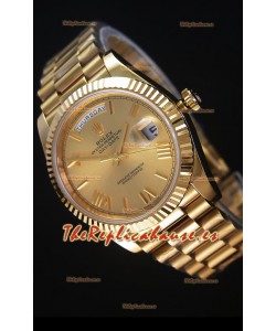 Rolex Day Date Reloj Réplica Japonés - Caja en Oro Amarillo Dial en Oro 40MM
