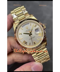 Rolex Day Date Presidential Oro Rosado 18K Reloj 40MM - Dial Acero Calidad Espejo 1:1