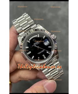 Rolex Day Date Presidential Reloj Acero Inoxidable - Dial Negro 40MM - Calidad Espejo 1:1