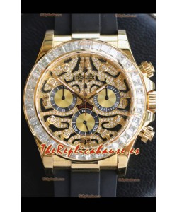 Rolex Cosmograph Daytona Edición "Ojo de Tigre" En Oro Amarillo 904L Reloj Réplica Espejo 1:1