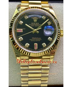 Rolex Day Date 128238 Presidential Reloj Oro Amarillo 18K 36MM - Dial Negro Calidad a Espejo 1:1