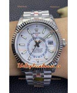 Rolex Sky-Dweller REF# M326934 Dial Blanco Reloj en Caja de Acero 904L Réplica a Espejo 1:1