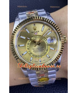 Rolex Sky-Dweller REF# M336933 Dial Dorado Reloj en Caja de Acero 904L chapada en Oro Amarillo Réplica a Espejo 1:1