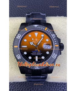 Rolex Submariner Reloj Edición Especial DiW con Revestimiento DLC Bisel Carbono Dial Naranja
