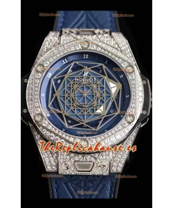 Hublot Big Bang Sang Bleu 45MM Reloj Réplica Suizoen Acero Inoxidable Edición Diamantes