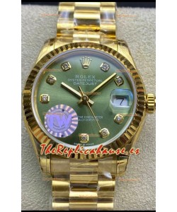 Rolex Datejust 278278 31MM Reloj Réplica Suizo en Acero 904L Oro Amarillo Dial Verde - Réplica a Espejo 1:1