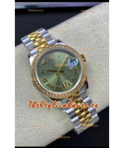 Rolex Datejust M278383RBR 31MM Reloj Réplica Suizo en Acero 904L Oro Amarillo dos Tonos Dial Verde - Calidad 1:1