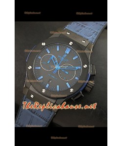 Hublot Classic Fusion Swiss Watch, estuche en PVD y malla azul