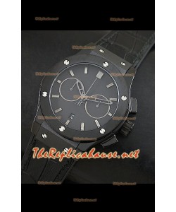 Reloj Suizo Hulbot Classic Fusion, carcasa de PVD, malla negra.
