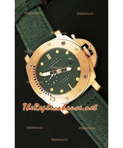 Panerai Lumenor Reloj de Oro Rosa Sumergible con Esfera Verde - 47MM 
