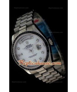 Rolex DayDate Reproducción Reloj Suizo con Esfera Perla 