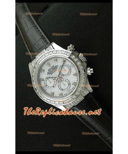 Rolex Daytona Reloj Cosmógrafo con Movimiento Suizo7750 y Correa de Piel Negra