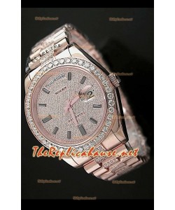 Rolex Daydate II Reloj Suizo - 41MM en Oro Rosa y Diamantes Redondos en Bisel