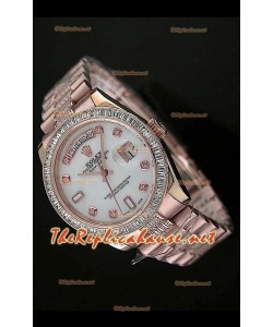 Rolex Daydate Reproducción Reloj Suizo - Reloj mediano de 37MM - Esfera Everose MOP