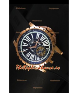 Roger Dubuis Excalibur Tourbillon - Reloj Chapado en Oro Rosado Dial Negro