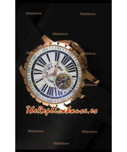 Roger Dubuis Excalibur Tourbillon - Reloj Chapado en Oro Rosado Dial Blanco