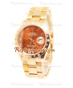Datejust Rolex Reloj de imitación Japonés en Oro Rosa y Dial Marrón - 36MM