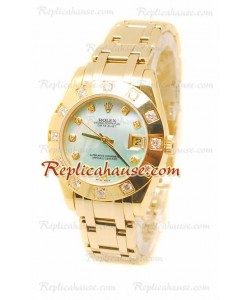 Pearlmaster Datejust Rolex Reloj Suizo en Oro Amarillo y Dial color Perla - 34MM