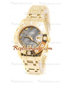 Pearlmaster Datejust Rolex Reloj Japonés en Oro Amarillo y Dial gris color Perla - 34MM