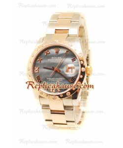 Datejust Rolex Reloj de imitación Japonés en dos tonos Oro Rosa y Dial Gris - 36MM