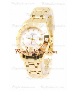 Pearlmaster Datejust Rolex Reloj Japonés en Oro Amarillo con Dial Color Perlado - 34MM