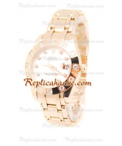 Pearlmaster Datejust Rolex Reloj Suizo en Oro Rosa con Dial Color Perlado - 34MM