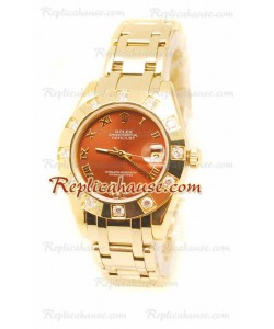 Datejust Rolex Reloj Japonés en Oro Amarillo y Dial Marrón - 36MM