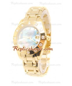 Pearlmaster Datejust Rolex Reloj Japonés en Oro Amarillo en el Dial Color Perla - 34MM
