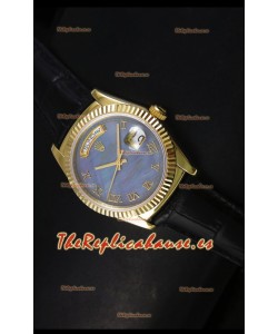 Rolex Day Date 36MM Reloj Réplica Suizo en Oro Amarillo - Dial Azul MOP