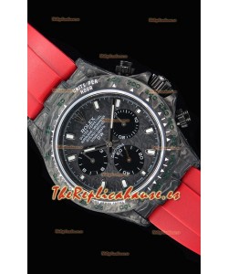 Rolex Daytona DiW Forged Reloj Réplica a espejo 1:1 Caja de Carbono con Correa color Rojo