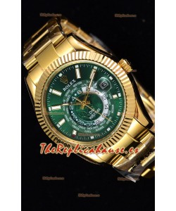 Rolex SkyDweller Reloj Suizo Caja de Oro Amarillo de 18 K - Edición DIW Dial Verde