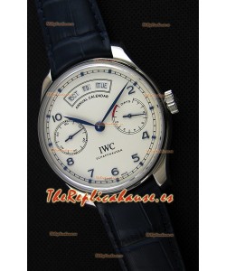 IWC Big Pilot Annual Calender Reloj con Caja de Acero Correa Azul Réplica a Espejo 1:1 IW503501