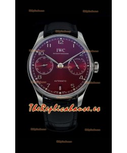 IWC Portugieser Swiss IW500714 Reloj de Acero 904L Réplica a Espejo 1:1Burgundy Dial Watch 