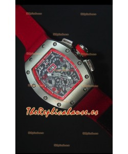 Richard Mille RM011 Filipe Massa Reloj Replica Suizo Caja en Titanio en Correa de Nylon Roja